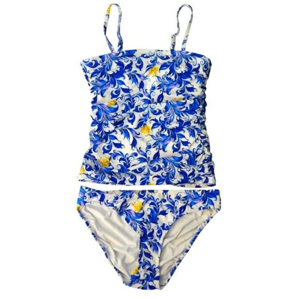Venus Two-Piece Tankini Set, NWOT, Size 8 Top / Size 12 Bottom, Blue and White